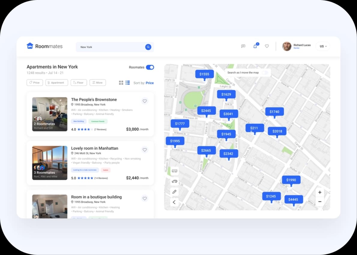 Rental Rooms Web App Platform